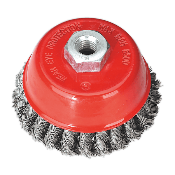 Sealey Wire Wheels Ø100mm Twist Knot Wire Cup Brush M14 x 2mm-TKCB100 5024209142281 TKCB100 - Buy Direct from Spare and Square