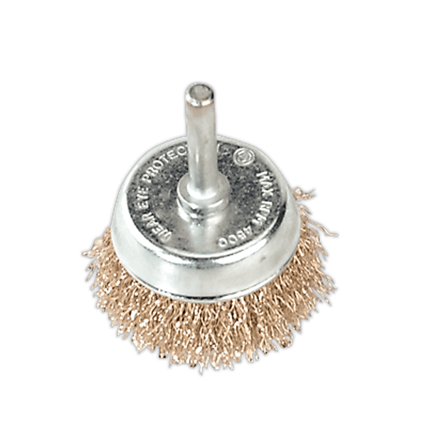 Sealey Wire Wheels Ø50mm Wire Cup Brush with Ø6mm Shaft-SCB50 5024209546478 SCB50 - Buy Direct from Spare and Square