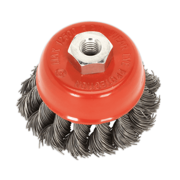 Sealey Wire Wheels Ø65mm Twist Knot Wire Cup Brush M14 x 2mm-TKCB651 5051747560574 TKCB651 - Buy Direct from Spare and Square