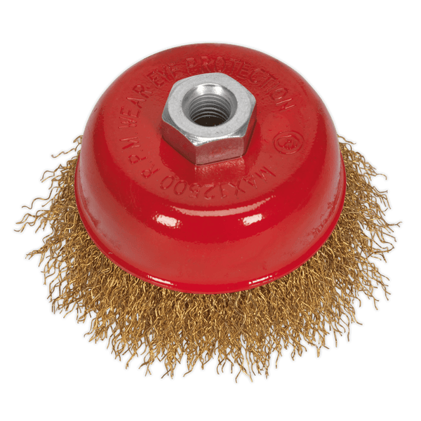 Sealey Wire Wheels Ø75mm Brassed Steel Cup Brush M14 x 2mm-CBC752 5051747706477 CBC752 - Buy Direct from Spare and Square