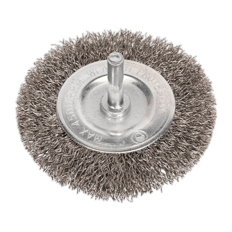 Sealey Wire Wheels Ø75mm Flat Wire Brush 6mm Shaft-SFBS75 5054511036367 SFBS75 - Buy Direct from Spare and Square