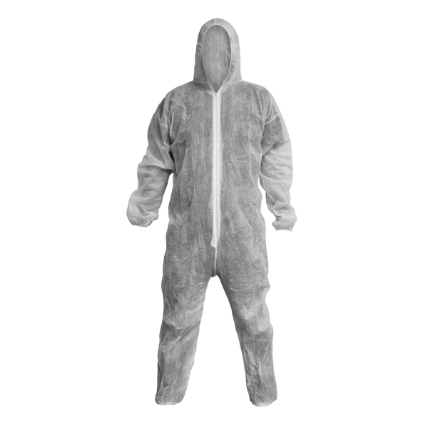 Sealey Work Clothing Disposable Coverall White - Large-9601L 5055111200578 9601L - Buy Direct from Spare and Square