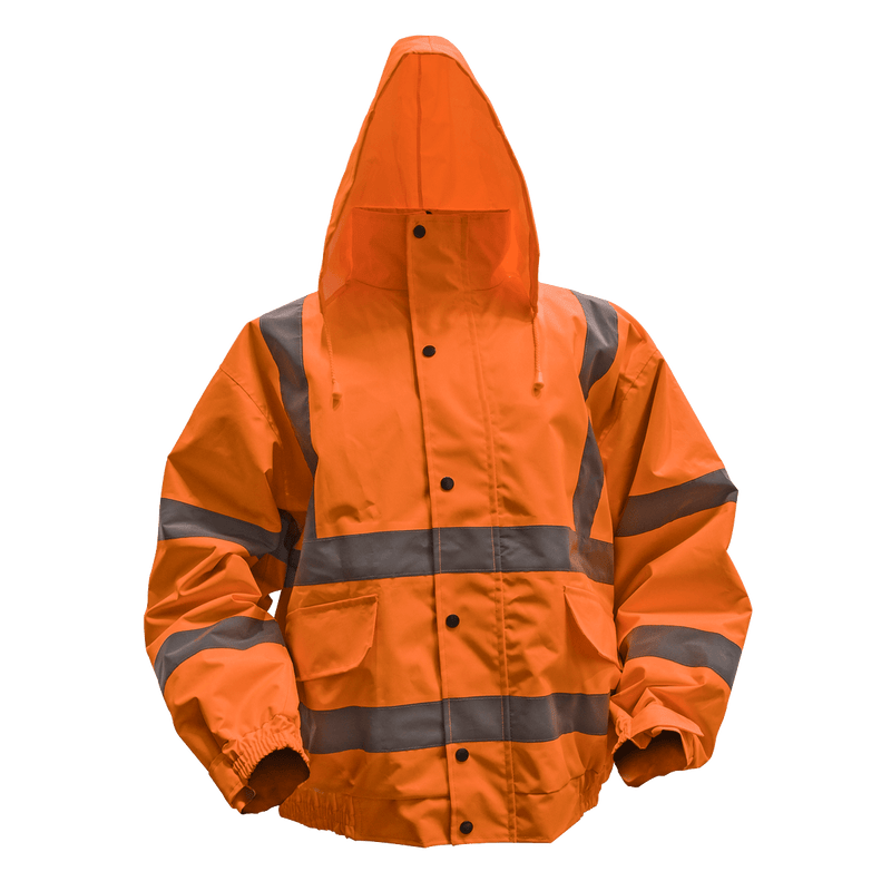 Sealey Work Clothing Hi-Vis Orange Jacket with Quilted Lining & Elasticated Waist - Large-802LO 5054511897395 802LO - Buy Direct from Spare and Square