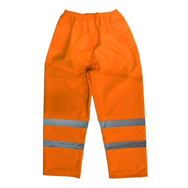 Sealey Work Clothing Hi-Vis Orange Waterproof Trousers - Large-807LO 5054511897531 807LO - Buy Direct from Spare and Square