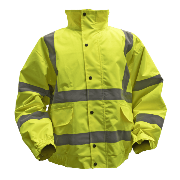 Sealey Work Clothing Hi-Vis Yellow Jacket with Quilted Lining & Elasticated Waist - Large-802L 5054511797947 802L - Buy Direct from Spare and Square