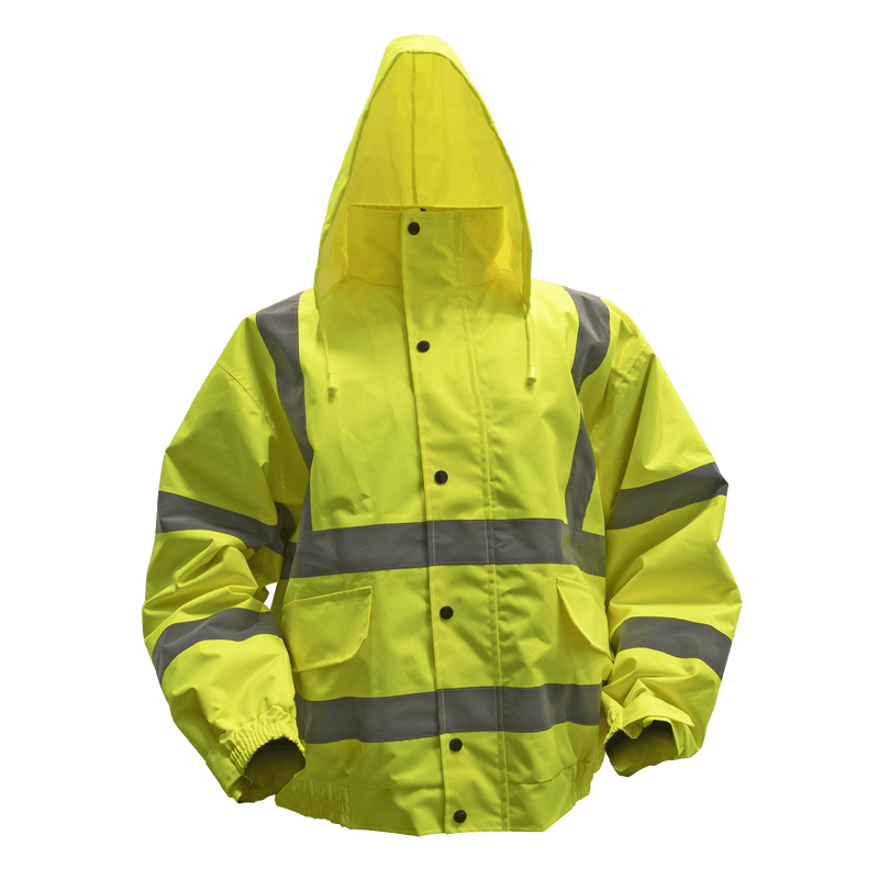Sealey Work Clothing Hi-Vis Yellow Jacket with Quilted Lining & Elasticated Waist - Large-802L 5054511797947 802L - Buy Direct from Spare and Square