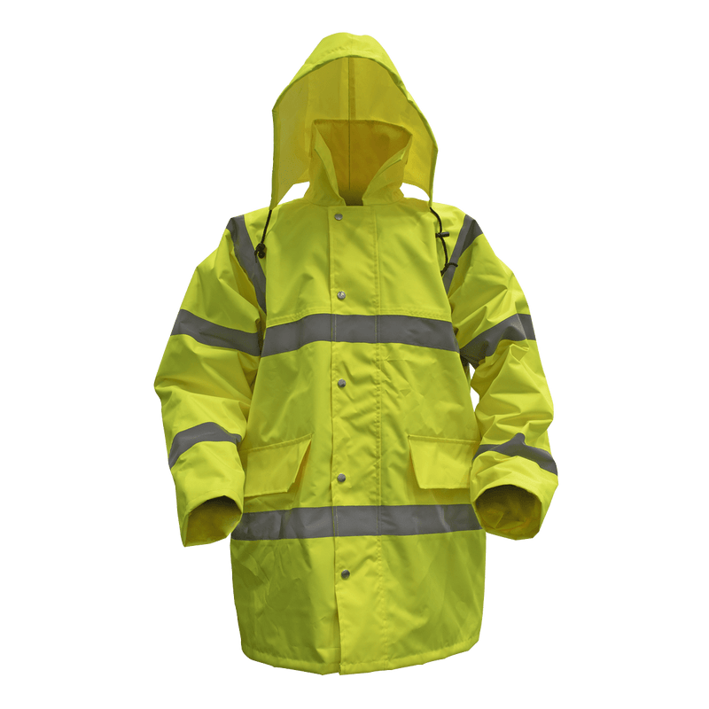 Sealey Work Clothing Hi-Vis Yellow Motorway Jacket with Quilted Lining - Large-806L 5054511785371 806L - Buy Direct from Spare and Square