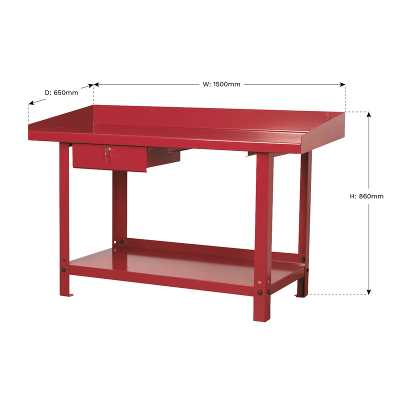 Sealey Workbenches 1.5m Steel Workbench with 1 Drawer-AP1015 5024209108768 AP1015 - Buy Direct from Spare and Square