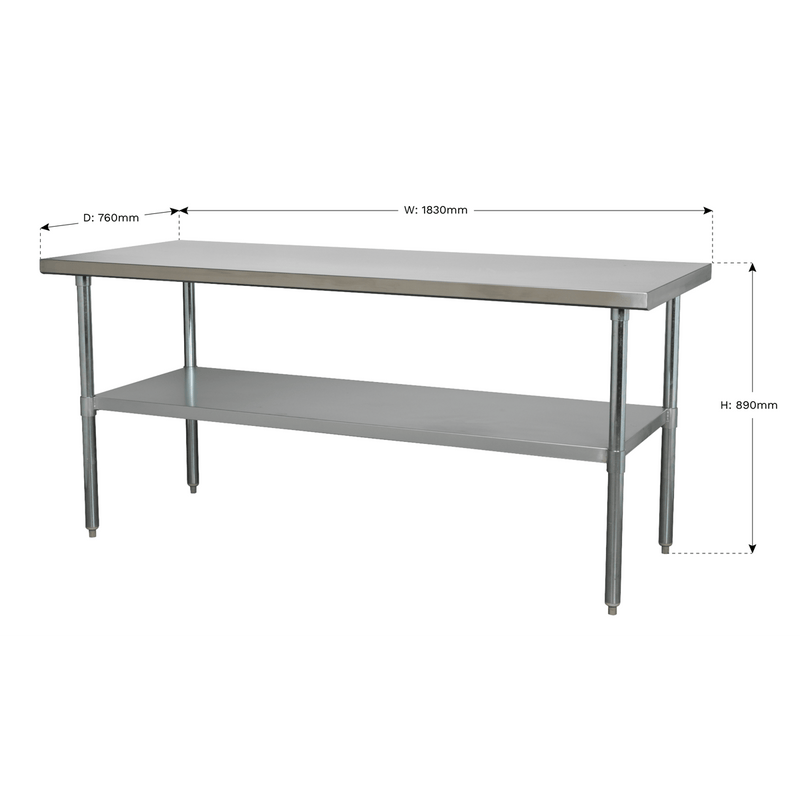 Sealey Workbenches 1.8m Stainless Steel Workbench-AP1872SS 5054511370638 AP1872SS - Buy Direct from Spare and Square