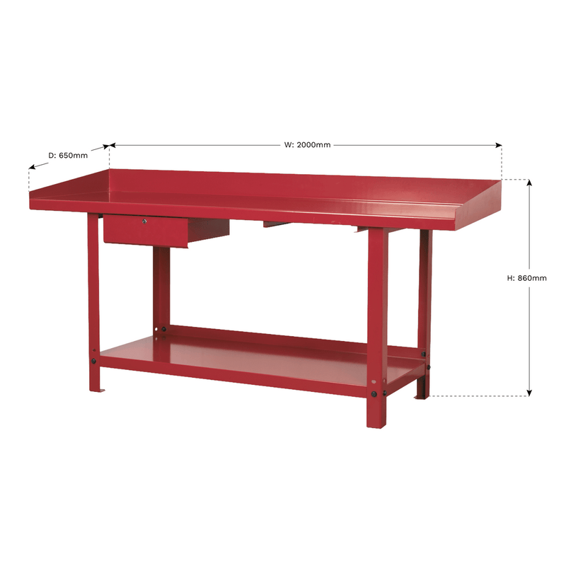 Sealey Workbenches 2m Steel Workbench with 1 Drawer-AP1020 5024209108782 AP1020 - Buy Direct from Spare and Square