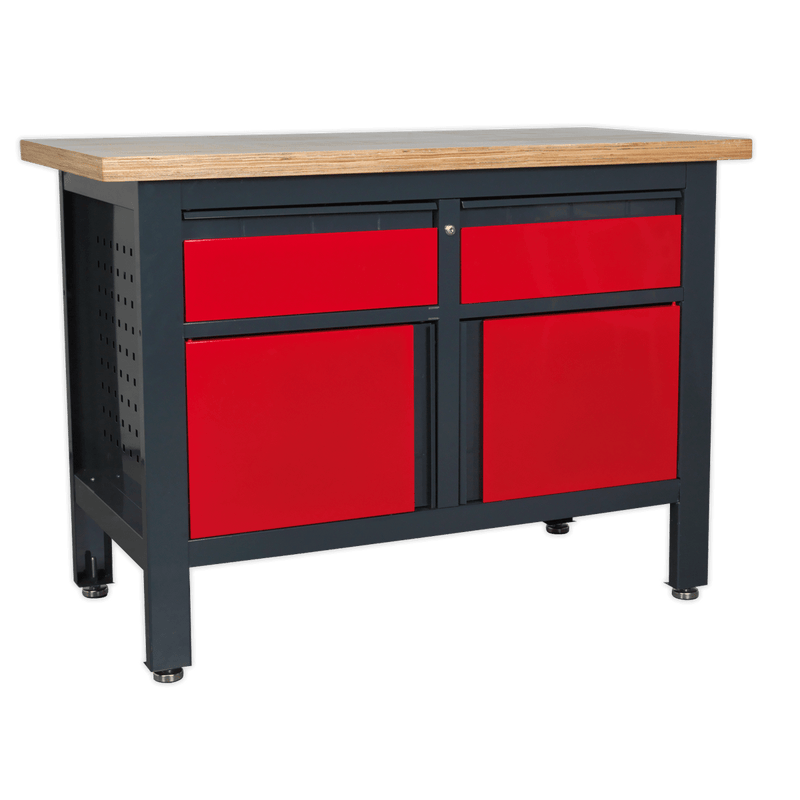 Sealey Workbenches Workstation with 2 Drawers & 2 Cupboards-AP1372A 5054511099850 AP1372A - Buy Direct from Spare and Square
