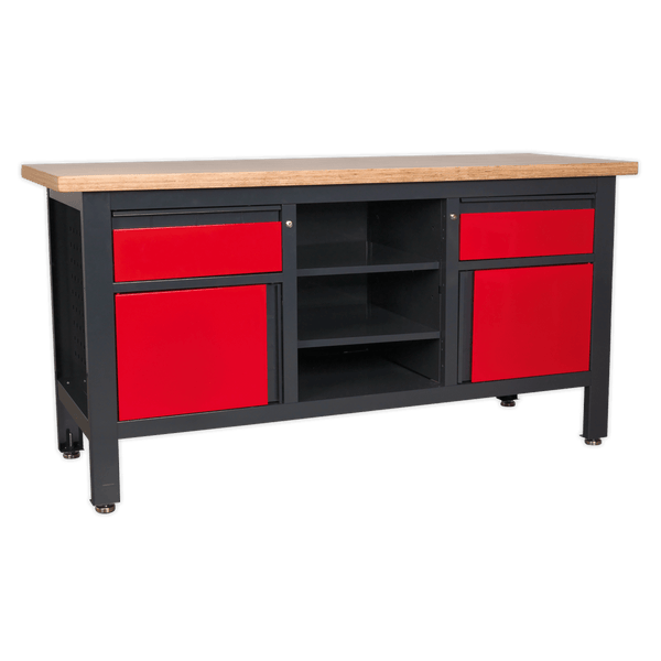 Sealey Workbenches Workstation with 2 Drawers, 2 Cupboards & Open Storage-AP1905A 5054511099874 AP1905A - Buy Direct from Spare and Square