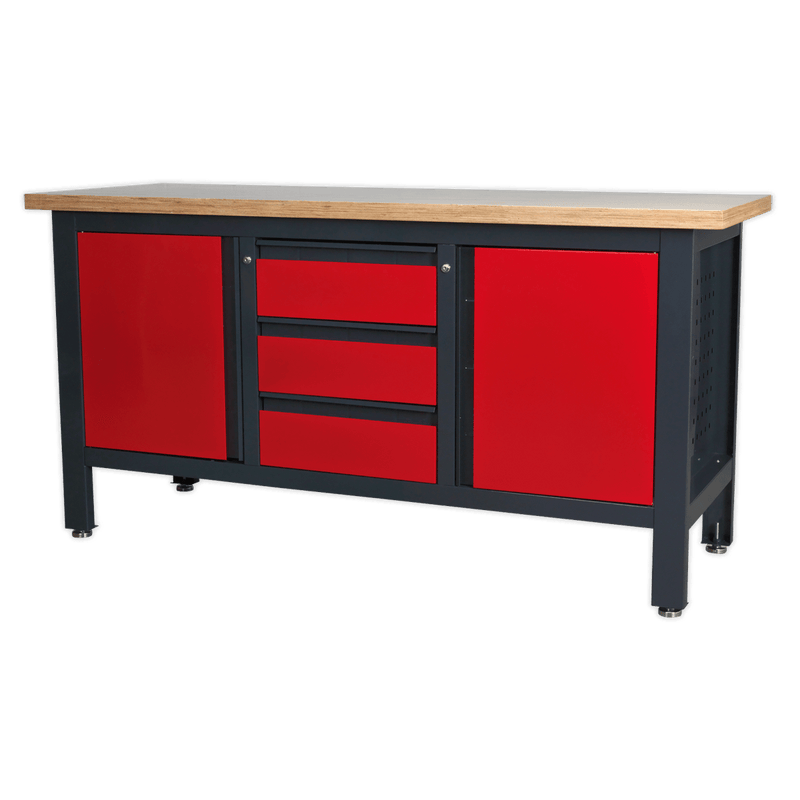 Sealey Workbenches Workstation with 3 Drawers & 2 Cupboards-AP1905C 5054511099898 AP1905C - Buy Direct from Spare and Square