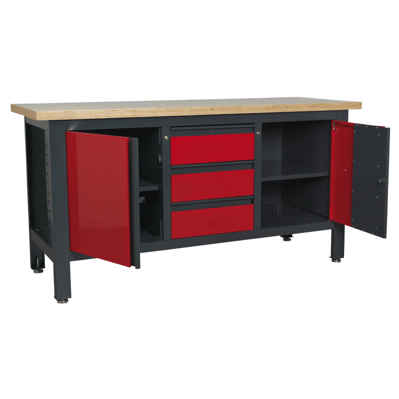 Sealey Workbenches Workstation with 3 Drawers & 2 Cupboards-AP1905C 5054511099898 AP1905C - Buy Direct from Spare and Square