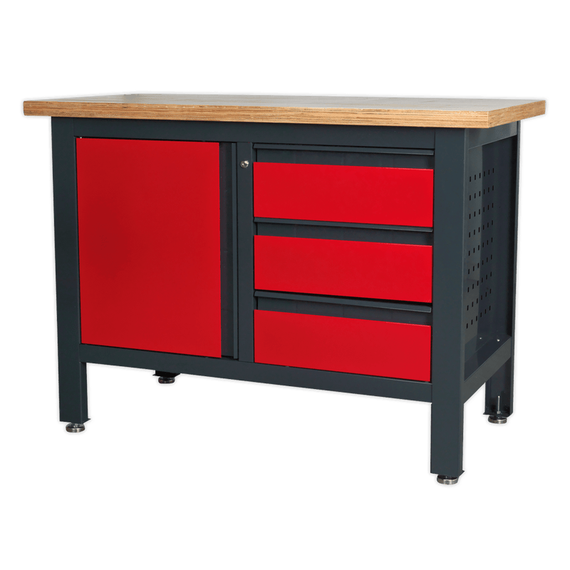 Sealey Workbenches Workstation with 3 Drawers & Cupboard-AP1372B 5054511099867 AP1372B - Buy Direct from Spare and Square
