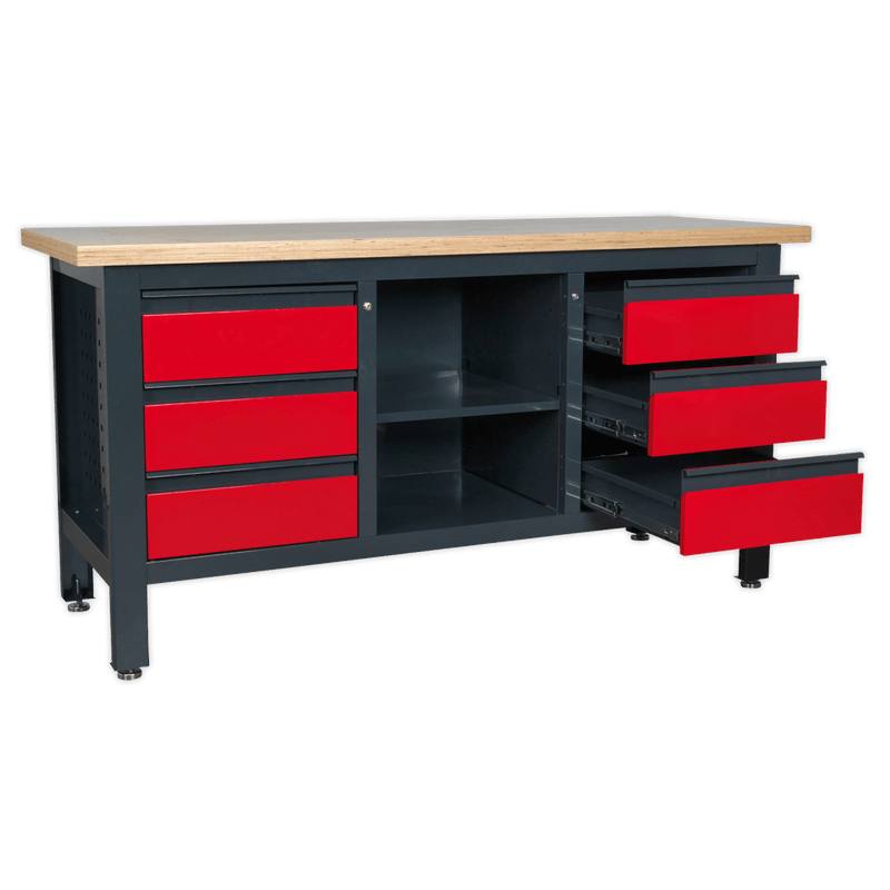 Sealey Workbenches Workstation with 6 Drawers & Open Storage-AP1905D 5054511099904 AP1905D - Buy Direct from Spare and Square