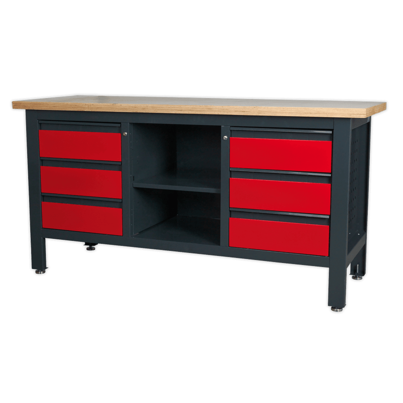Sealey Workbenches Workstation with 6 Drawers & Open Storage-AP1905D 5054511099904 AP1905D - Buy Direct from Spare and Square