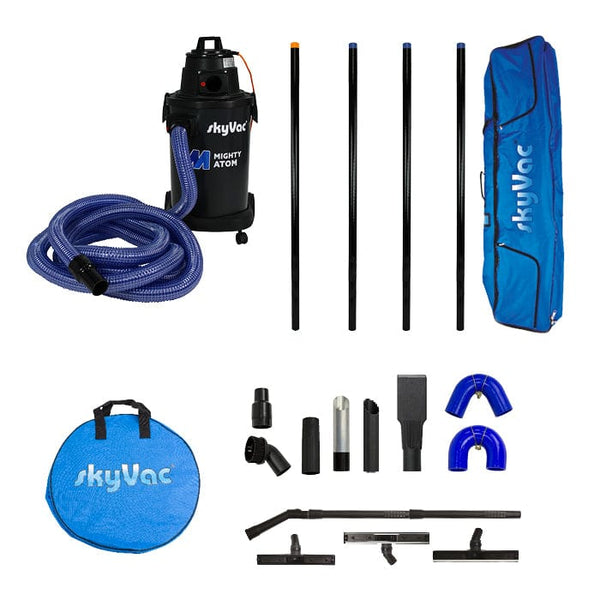 SkyVac Vacuum Cleaner Push Fit 44mm 4 Poles 20ft (6m) SkyVac Mighty Atom With High Reach Pole Set - Compact, Light, Powerful 110v Atom 110v Push Fit 44mm 4 Pole Kit - Buy Direct from Spare and Square