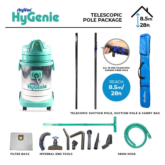 SkyVac Hygenie H Class High Reach Vacuum With Telescopic Suction Poles - Vacuum Cleaner