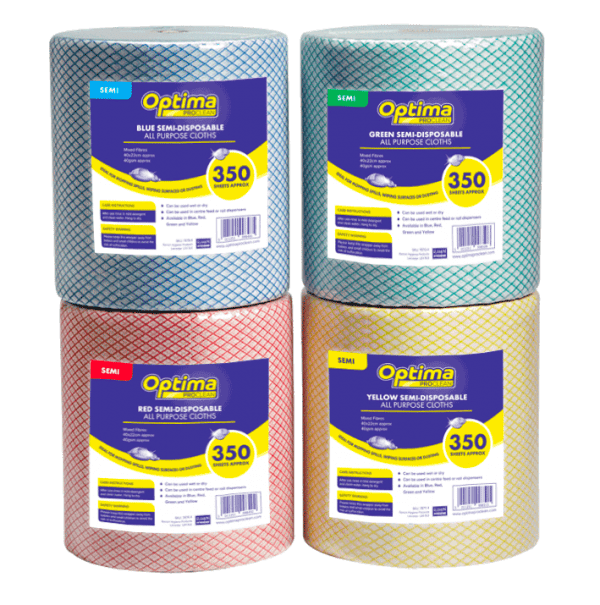 Optima All Purpose Cloth Rolls - Lightweight - Colour Coded - All Purpose Cloths