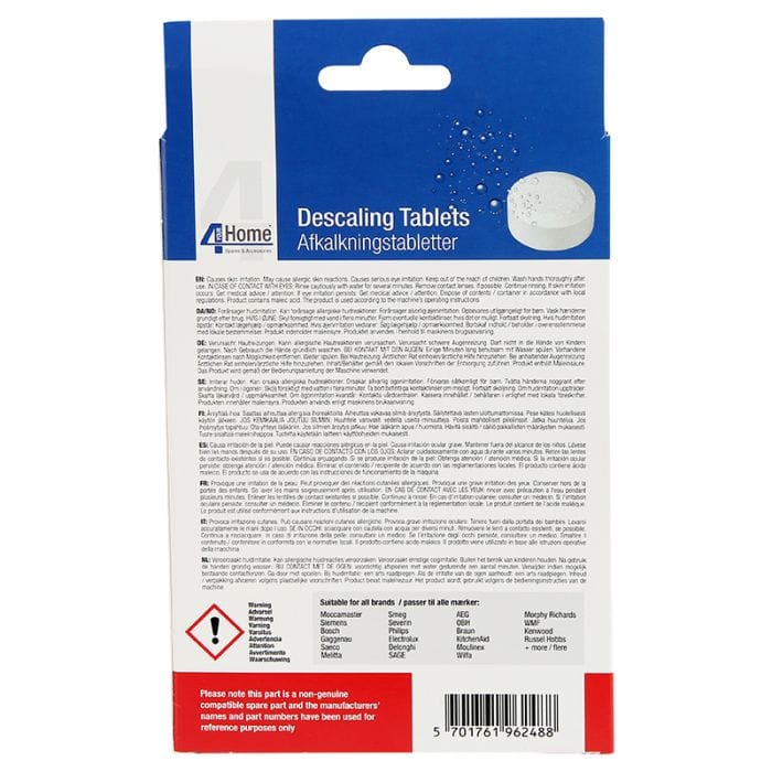 Spare and Square Cleaning Chemicals Coffee Maker Descaling Tablets (Pack Of 6) CLN025 - Buy Direct from Spare and Square