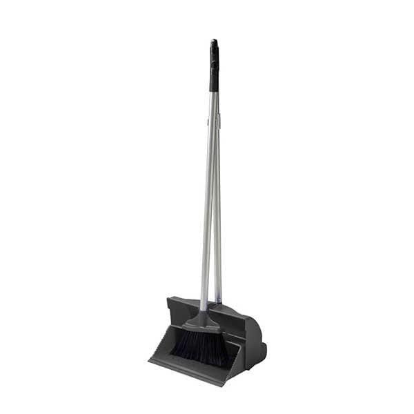 Spare and Square Dustpan Sets Grey Long Handled Dust Pan & Brush Set - Colour Coded Lobby Pan & Brush HB24GY - Buy Direct from Spare and Square