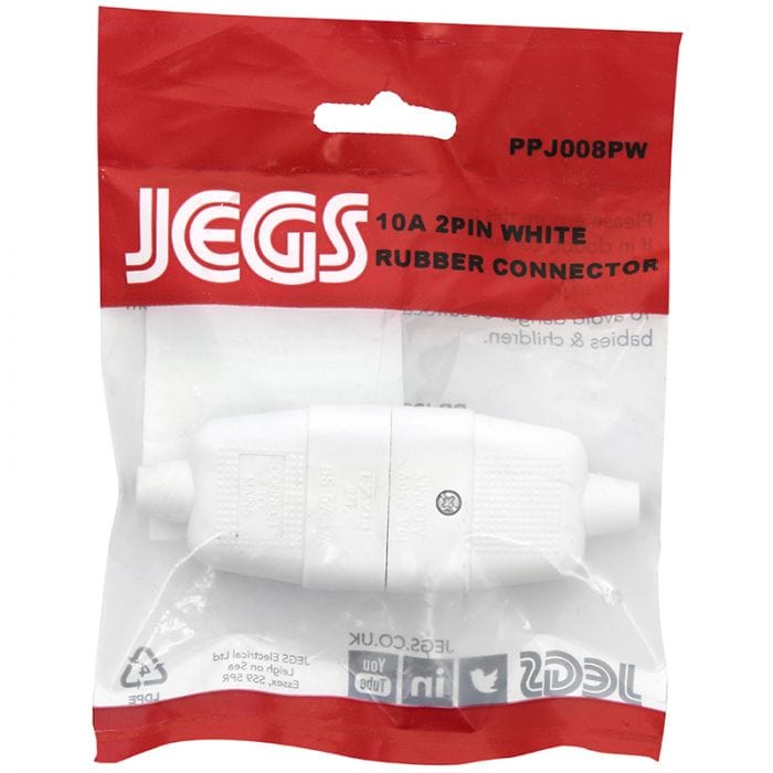 Spare and Square Electrical Miscellaneous Jegs 10 Amp White 2 Pin Connector PPJ008PW - Buy Direct from Spare and Square