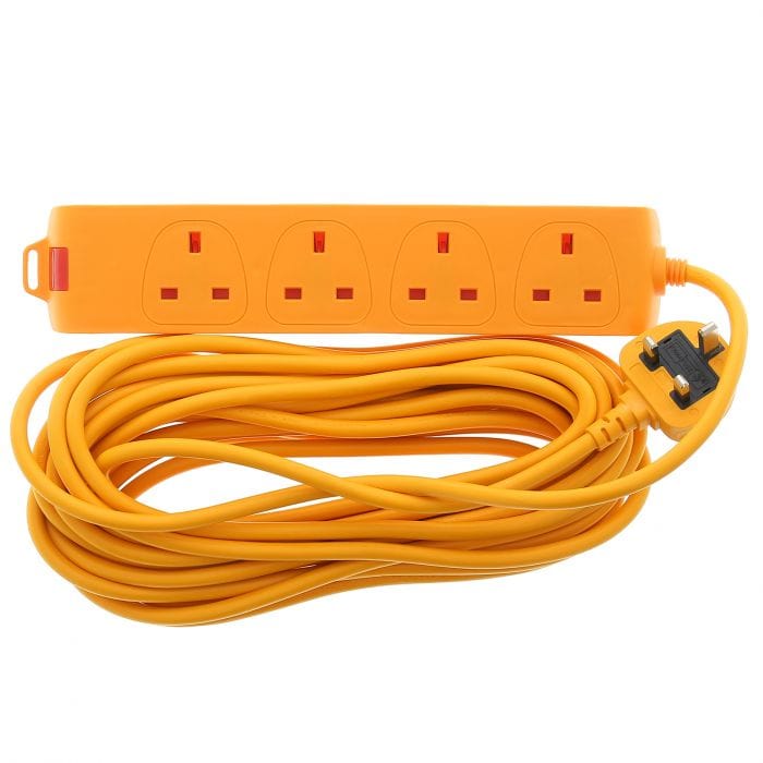 Spare and Square Extension Leads Powersonic Outdoor Weatherproof Electric Box - Orange 4 Gang 10m Extension Lead - IP65 JF3005O - Buy Direct from Spare and Square