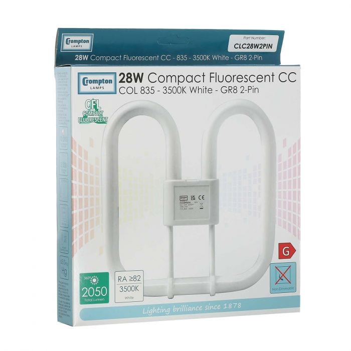 Spare and Square Light Bulb Crompton 28W 2 Pin 2D Warm White 10.000hr JD572WW - Buy Direct from Spare and Square