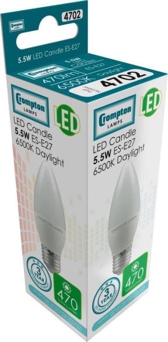 Spare and Square Light Bulb Crompton Led Candle Thermal Plastic Opal 5.5W ES D JD5152DL - Buy Direct from Spare and Square