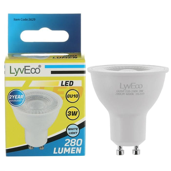 Spare and Square Light Bulb Lyveco 3W Led Smd/Cob GU10 240V Cool White JD8060CW - Buy Direct from Spare and Square