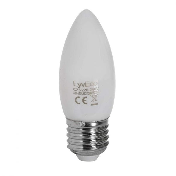 Spare and Square Light Bulb Lyveco 4W ES OPAL LED FILAMENT CANDLE WARM WHITE JD8121E - Buy Direct from Spare and Square
