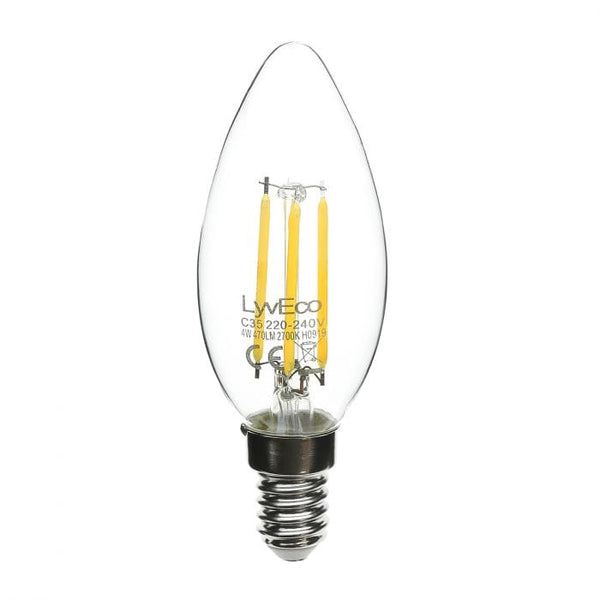 Spare and Square Light Bulb Lyveco 4W SES LED FILAMENT CANDLE WARM WHITE JD8092S - Buy Direct from Spare and Square