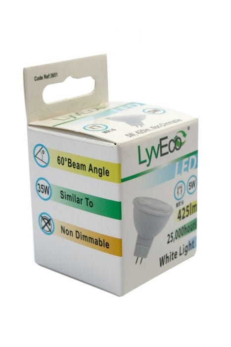 Spare and Square Light Bulb Lyveco 5W Led Mr16 Lamp Cool White JD8053CW - Buy Direct from Spare and Square