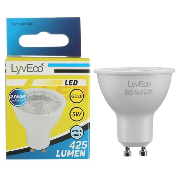 Spare and Square Light Bulb Lyveco 5W Led Smd/Cob GU10 240V 60Â° Cool White JD8061CW - Buy Direct from Spare and Square