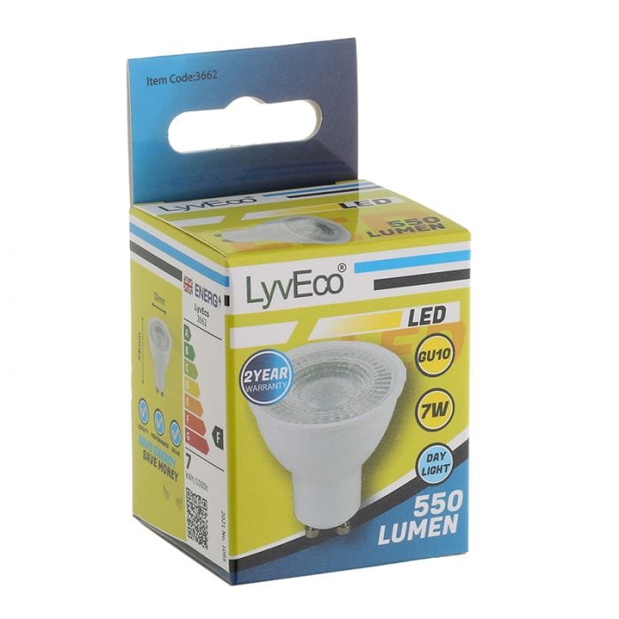 Spare and Square Light Bulb Lyveco 7W GU10 LED LAMP DAYLIGHT JD8072 - Buy Direct from Spare and Square