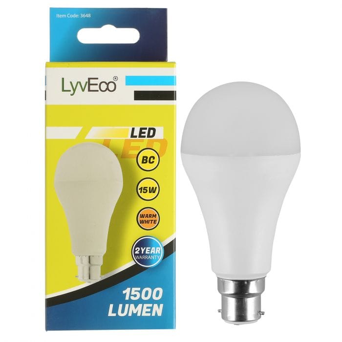 Spare and Square Light Bulb Lyveco LED GLS Bulb - 15W - BC - Warm White JD8080B - Buy Direct from Spare and Square