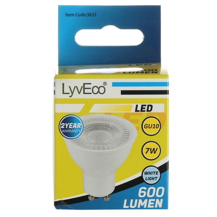 Spare and Square Light Bulb Lyveco LED GU10 Light Bulb - 7W - Cool White JD8062CW - Buy Direct from Spare and Square