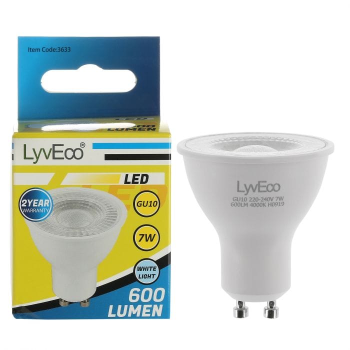 Spare and Square Light Bulb Lyveco LED GU10 Light Bulb - 7W - Cool White JD8062CW - Buy Direct from Spare and Square