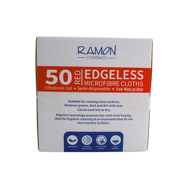 Spare and Square Microfibre Cloth Red Ramon ‘Contract’ Edgeless Boxed Microfibre Cloths - Box of 50 - Colour Coded 767R.50CT - Buy Direct from Spare and Square