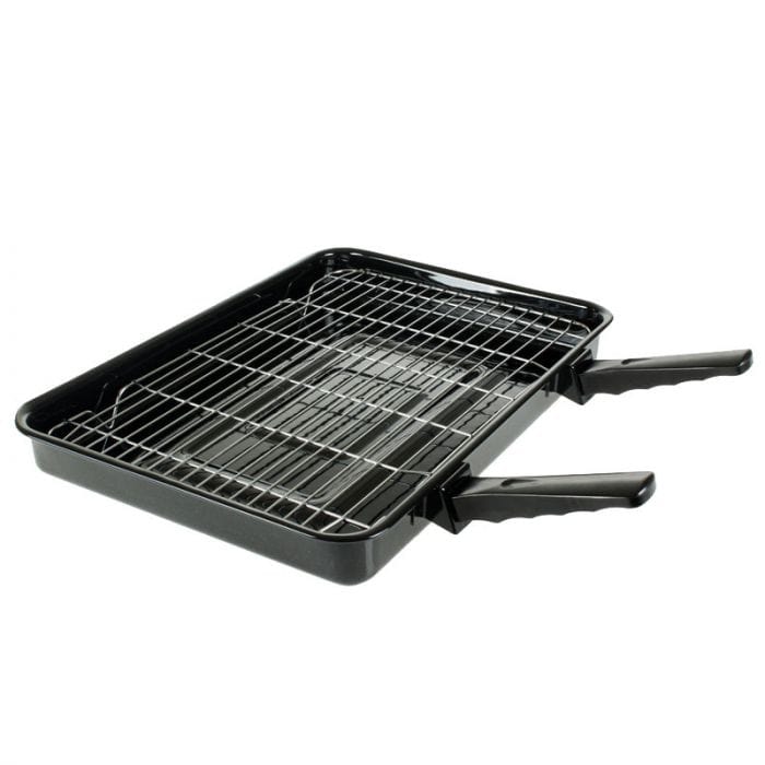 Spare and Square Oven Spares Universal Cooker Large Grill Pan Assembly - Grill Pan 420mm X 300mm - Grid 385mm X 260mm - Includes X2 Clip On Pan Handles CS143 - Buy Direct from Spare and Square