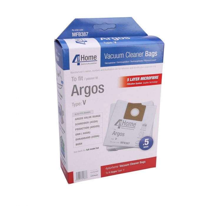 Spare and Square Vacuum Cleaner Spares Argos Vacuum Cleaner Microfibre Bag (Pack Of 5) MFB387 - Buy Direct from Spare and Square