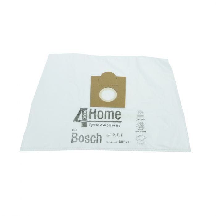 Spare and Square Vacuum Cleaner Spares Bosch Vacuum Cleaner Microfibre Bag - Type D/E/F (Pack Of 5) MFB71 - Buy Direct from Spare and Square