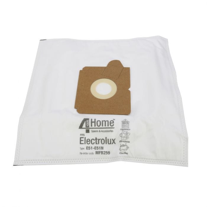 Spare and Square Vacuum Cleaner Spares Electrolux Vacuum Cleaner Microfibre Bag - E51 (Pack Of 5 Microfibre Bags + 1 Filter) MFB259 - Buy Direct from Spare and Square