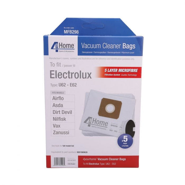 Spare and Square Vacuum Cleaner Spares Electrolux Vacuum Cleaner Microfibre Bag - U60 (Pack Of 5) MFB298 - Buy Direct from Spare and Square