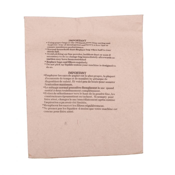 Spare and Square Vacuum Cleaner Spares Pro Action Vacuum Cleaner Paper Bag (Pack Of 5 Bags + 2 Filters) SDB322 - Buy Direct from Spare and Square