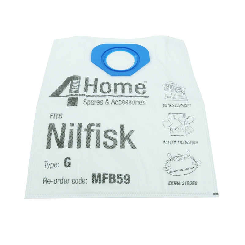 Spare and Square Vacuum Spares 5x Microfibre Vacuum Bags for Nilfisk GA70, GS80, GS90, GM80, GM90, GD80, GS84, GD90C MFB59 - Buy Direct from Spare and Square