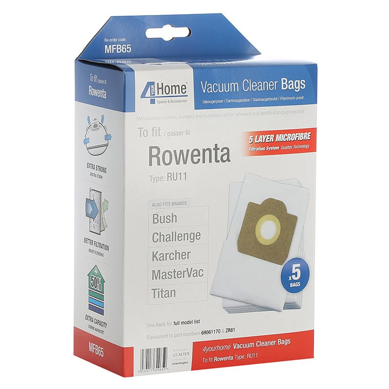 Spare and Square Vacuum Spares AEG 20 Litre Wet & Dry Microfibre Vacuum Bags for Tub Vacuum Cleaner 5030017320650 MFB65 - Buy Direct from Spare and Square